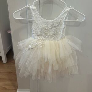 Elegant White and Cream Floral Dress